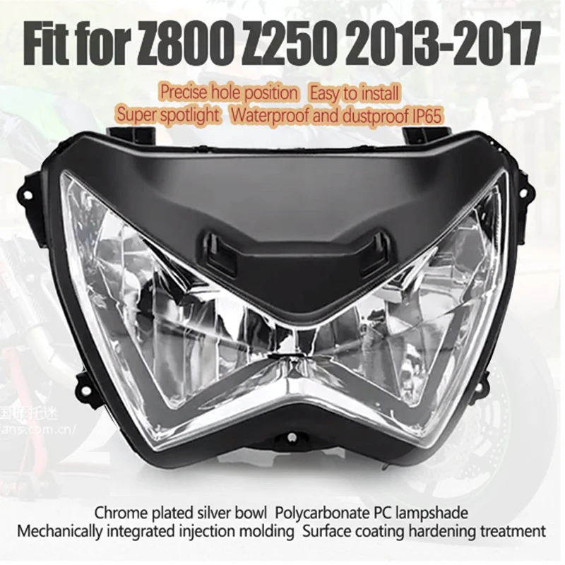 

13-16 Z800 Front Headlight Fairing Headlamp Assembly Head Lights Lamp Lighting House Complete for Kawasaki Z 800 2013 -2016 Set