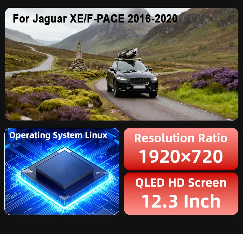 For Jaguar XE/F-PACE 2016-2020 Carplay LCD Digital Instrument Cluster Speedomete
