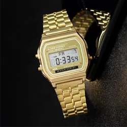 Elegant Gold and Silver Stainless Steel Women's Digital Watch (Gold)