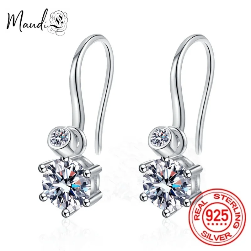 

100% S925 Sterling Silver Moissanite Drop Earrings For Women Advanced Design Sense D Color Wedding Fine Jewelry