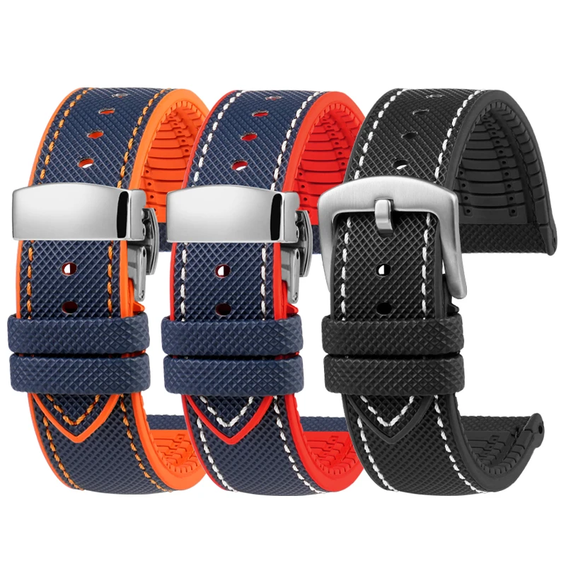 Waterproof Rubber Watch Band For any brand 19 20mm 21 22mm 23mm 24mm
