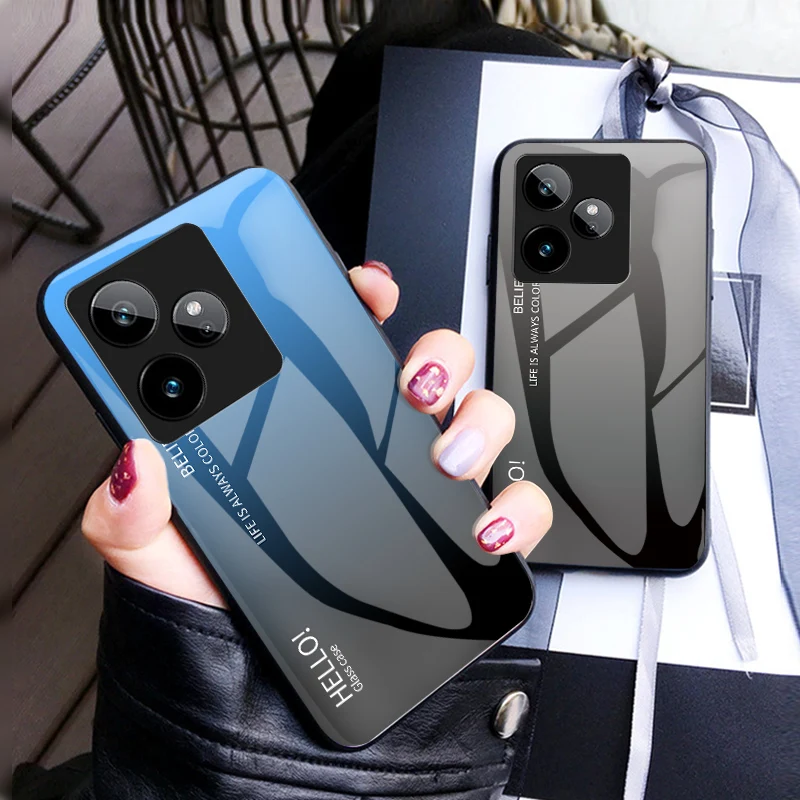 Gradation Tempered Glass Hard Back Protective Bumper Shockproof Case