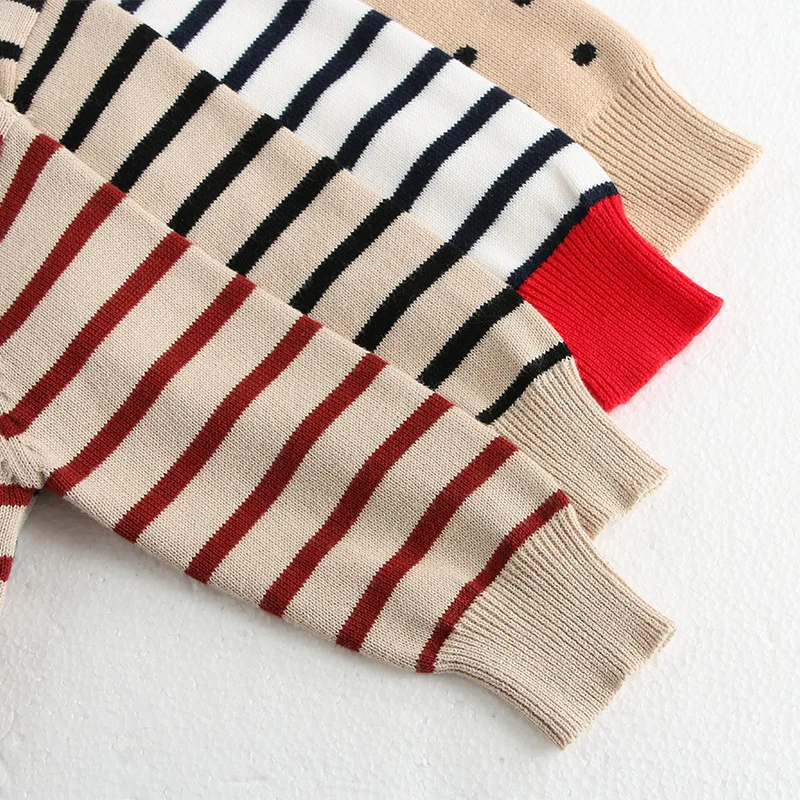 2025 Autumn Winter Baby Sweaters Toddler Girls Stripe Bottoming Clothes Infant Boys Knit Cotton Shirt 0-3years Newborns Kids Top