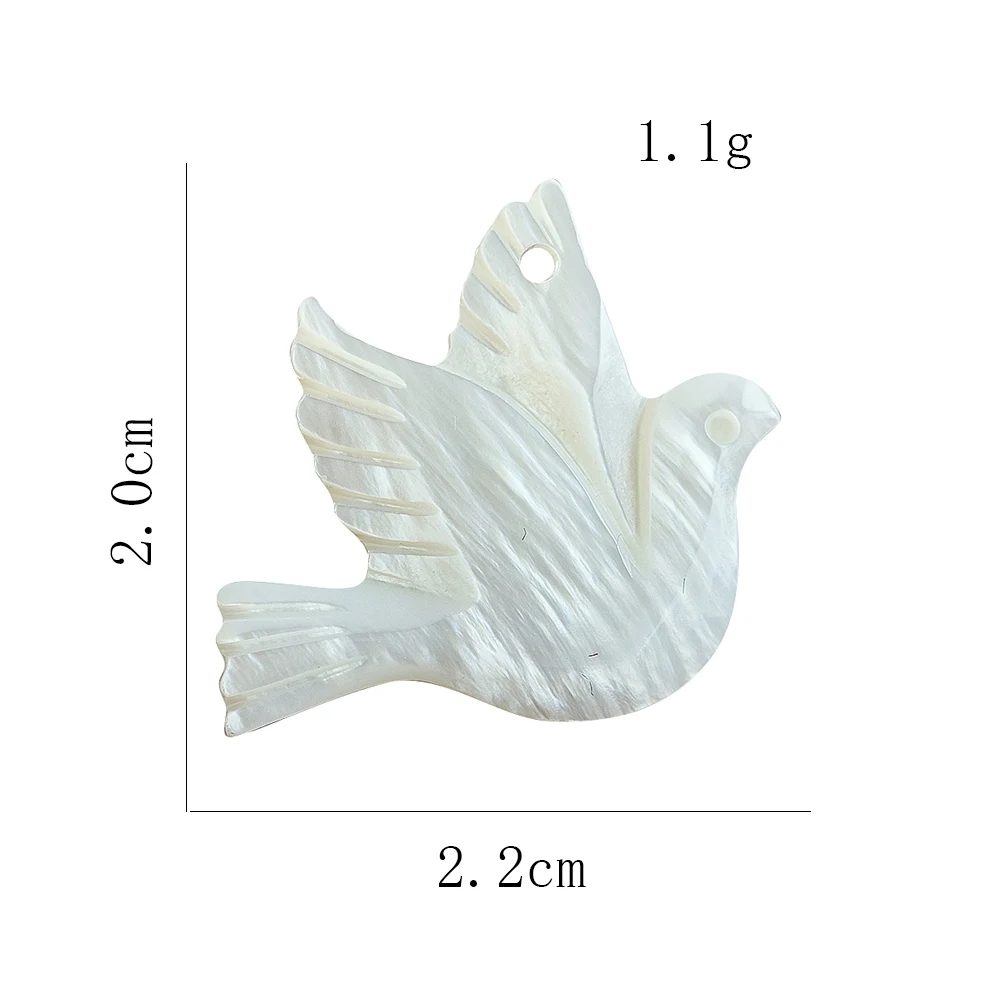 5pcs natural shell ornaments Natural Shell Material Pendant Creative Peace Dove White Simple with Hole Jewelry Making DIY Earrings Bracelet Accessories