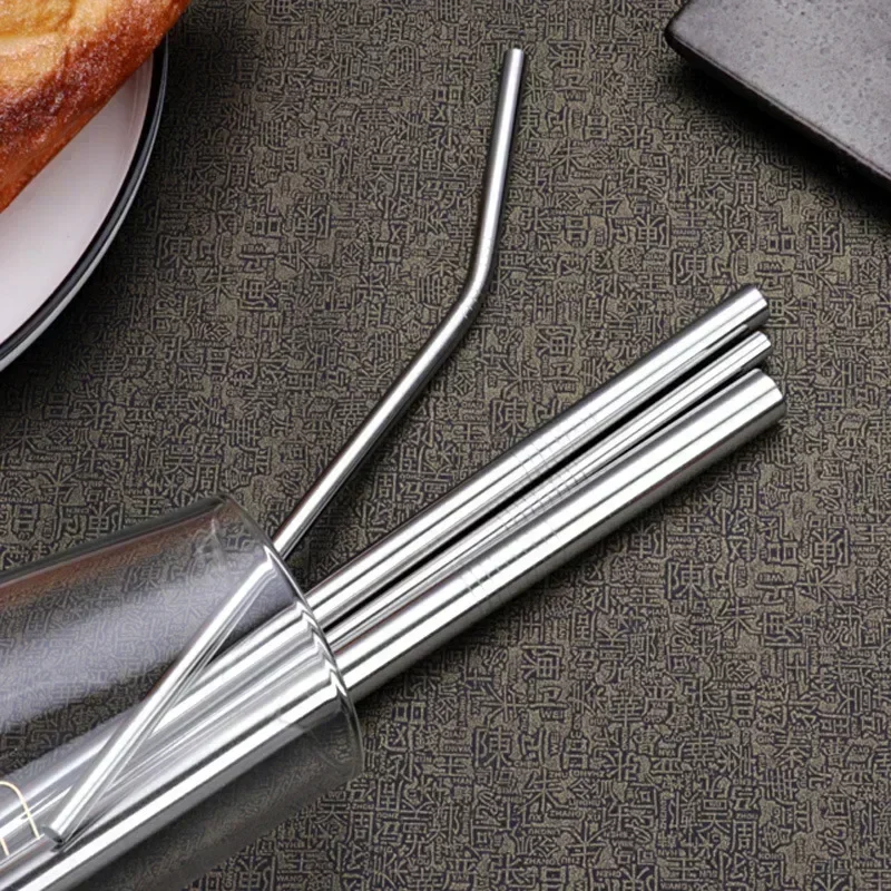 Metal Straw Set metal straw set straw cleaner brush Rainbow Color Reusable 304 Stainless Steel Drinking Straw With Cleaner Brush For Milk Drinkware Bar Party Accessory