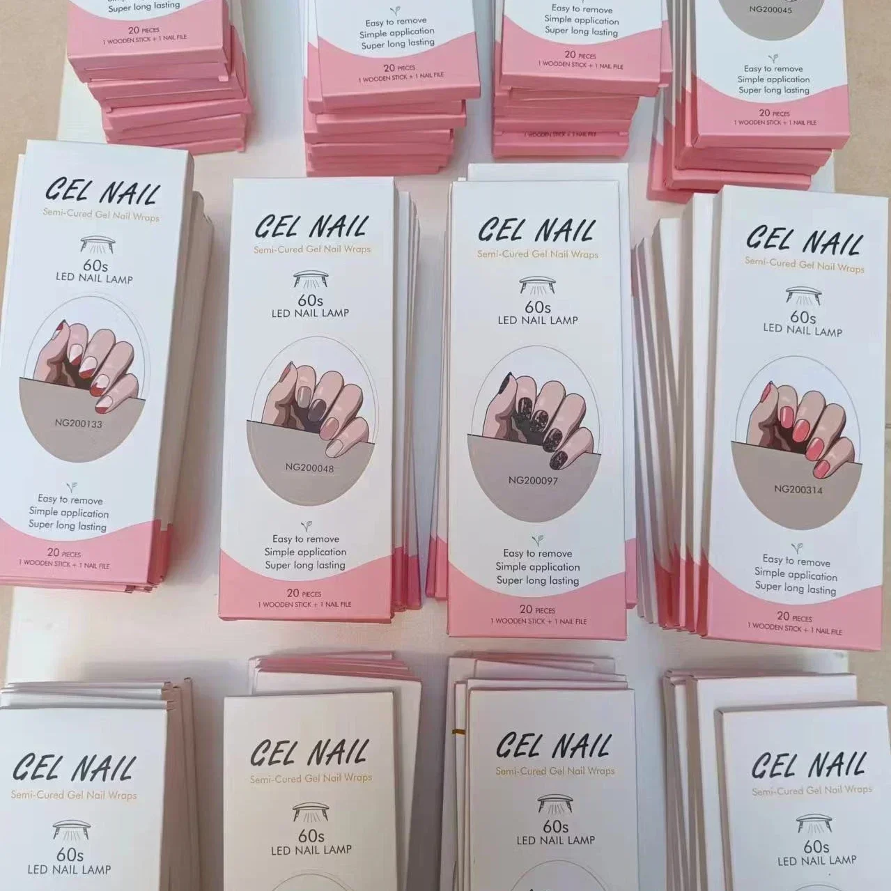 Nail Stickers 16/20/22Tips Semi-Cured Adhesive Waterproof Long Lasting Gel for UV Lamp Manicure