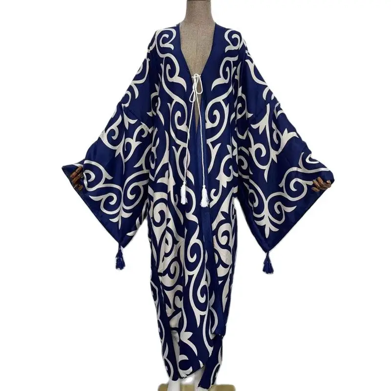 XIZEOSummer Women Cardigan stitch Cocktail sexcy Boho Maxi African Holiday Batwing Sleeve cottonfeeling Robe kimono kaftan