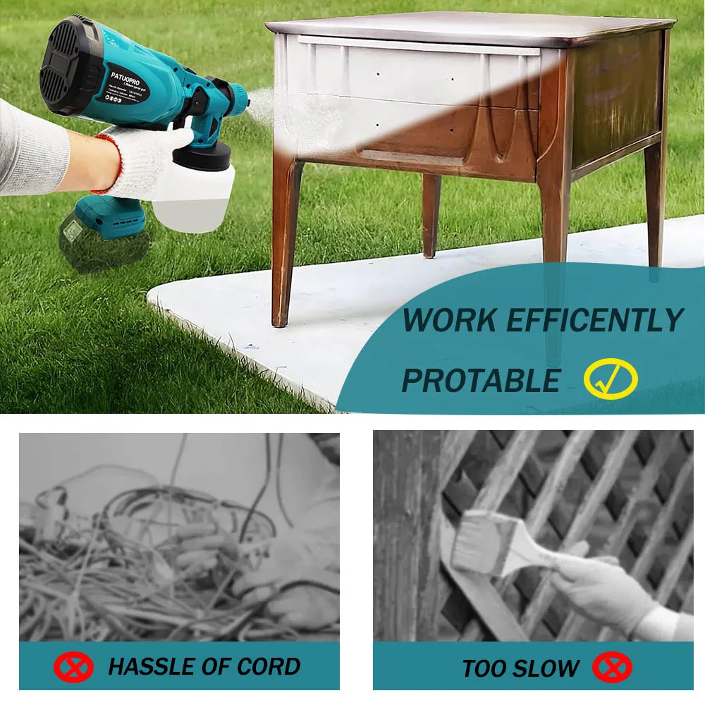 Brushless Electric Spray Gun Cordless Paint Sprayer Auto Furniture Steel Coating Airbrush For Makita 18V Battery(No Battery) 5