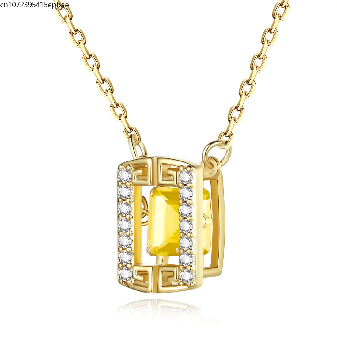 

SACKART Never Fades Palace Rectangular Smart Necklace Beating Heart Pendant Female Clavicle Chain Cubic Zirconia Luxury Jewelry