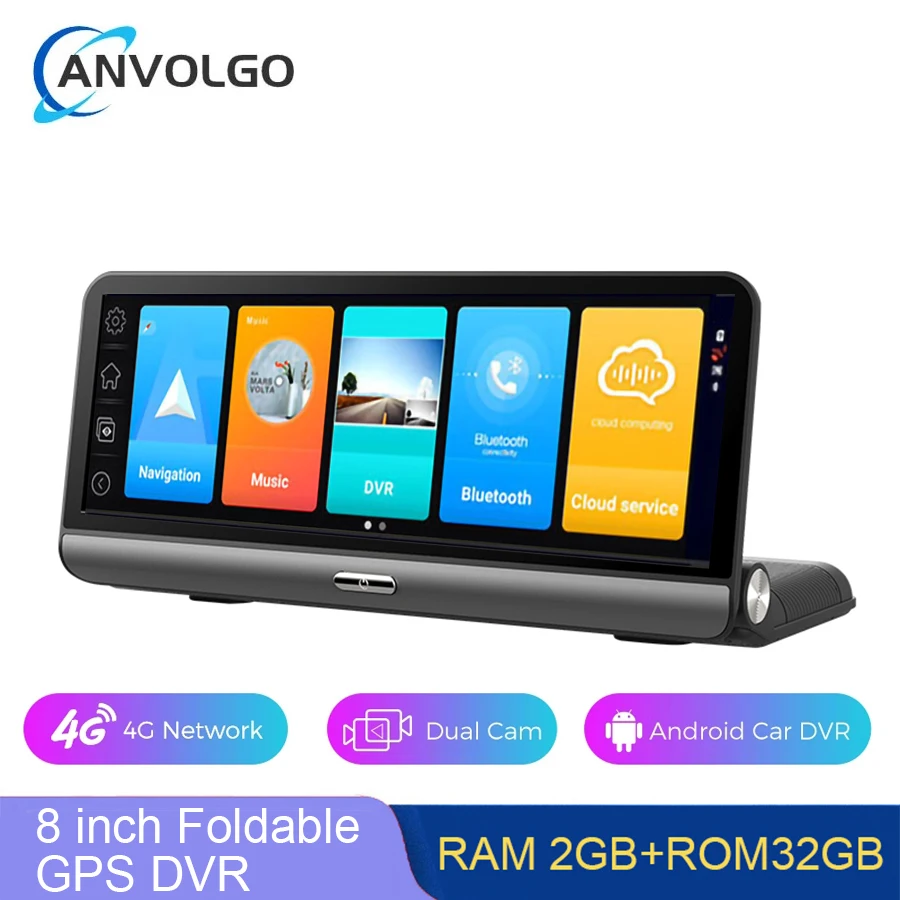 8 inch dual Cameras 4G Android 2+32G Car Dash Cam GPS Navigation HD Video Recorder Dashboard DVR WiFi App Remote Monitoring ﻿