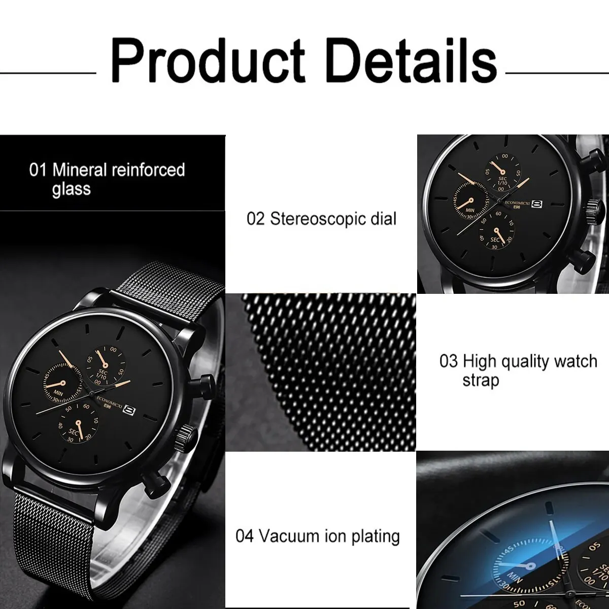 Sc747c9a54a354ee98cde4923b5390ce0X 1Pcs Men's Casual Fashion Business Three-Eye Calendar Digital Alloy Mesh Quartz Watch Designed For Successful Men Classic Mallzona