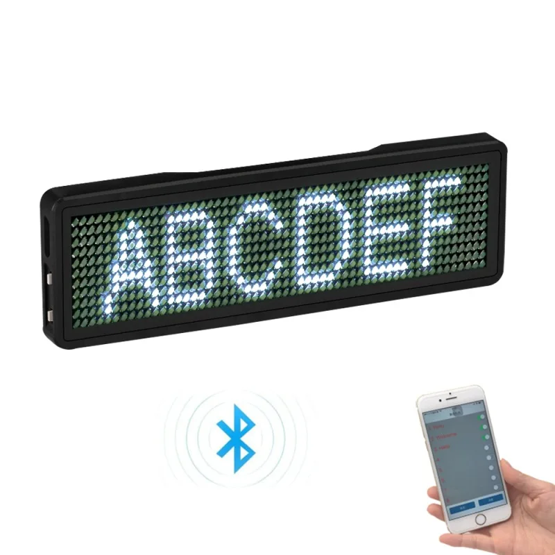 

Bluetooth белый цвет NB1155 прокручивающийся светодиодный значок с именной биркой, карточка с именем, светодиодный экран, верхняя одежда, футболки.