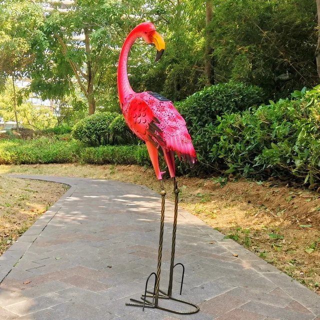 Kreatív Dekorációk Vas Kézműves Flamingo Szobrok Kerti Dekoráció Erkély Udvari Park Bevásárló Ablak Tereprendezés Esküvő - Image 4