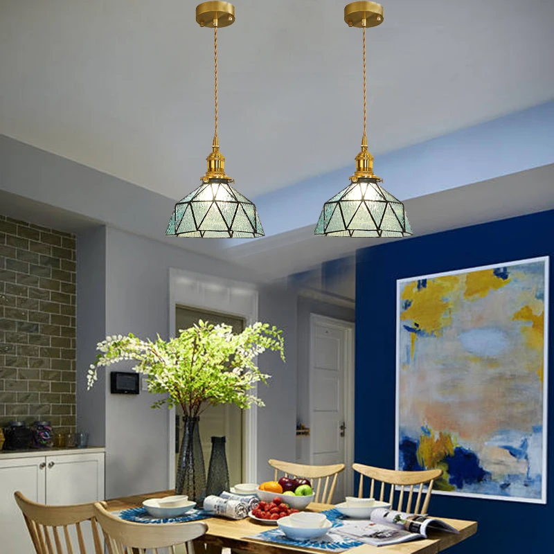Lampadario In Vetro Vintage Sospeso - Stile Nordico, Dimensioni 45x11 Cm, Per Cucina, Sala Da Pranzo, Camera