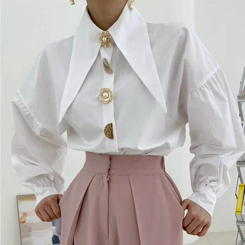 Cotton Elegant Women Long Sleeved Blouse