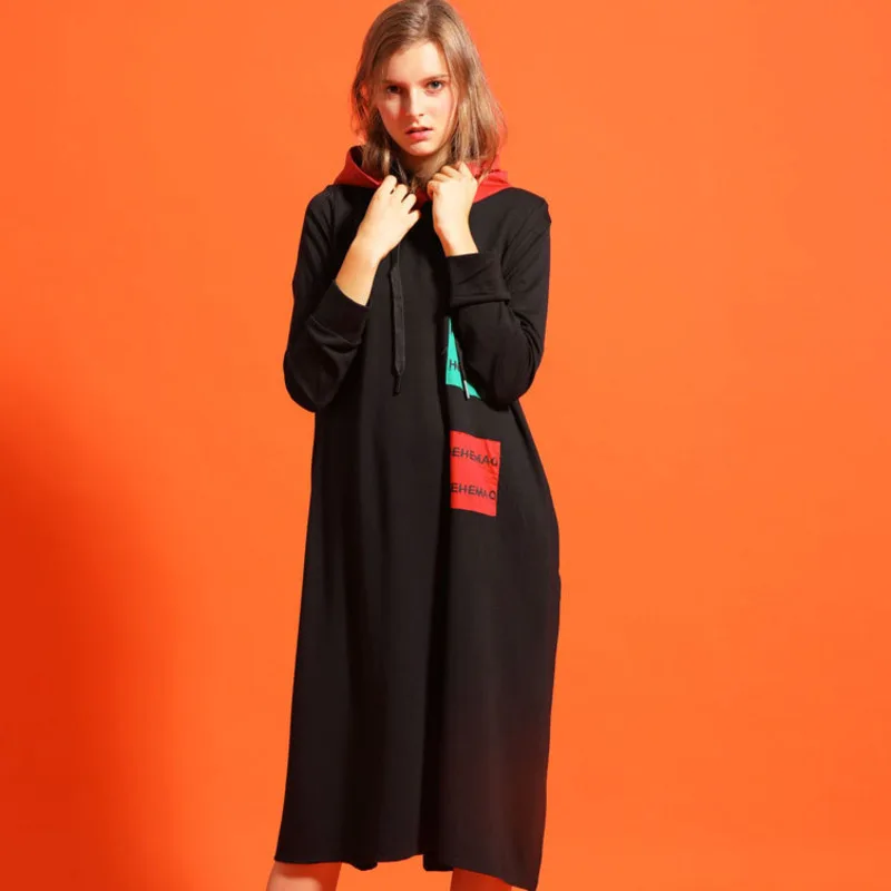 

2023 Spring Autumn New Women Clothing Printed Long Sleeve Hooded Dress