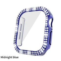 Luxury Bling Crystal Glass Watch Case with Screen Protector for serise 10 42mm (Midnight blue )