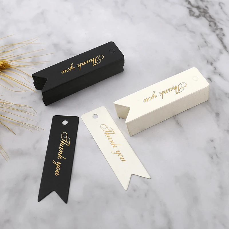 Thank You Tags 50Pcs 2x7cm Gold Foil Cake Decoration Wedding Guest Gift Birthday Party Labels