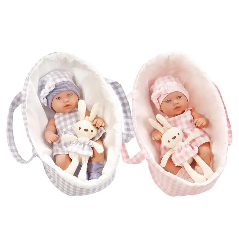 

Cute Reborn Doll Limbs Movable Soothing Doll For Children 12 Inches Collectible Toys With Sleeping Basket Funny Rebirth Doll For