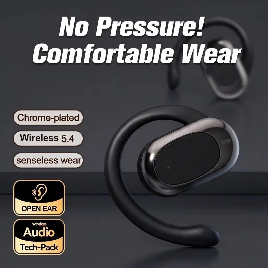 Stereo Wireless Open-Ear Earbuds with 20-Hour Playtime and Enhanced Bass Sound