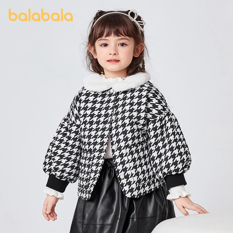 

Balabala Toddler 2023 Girl Cotton Padded Coat Autumn Winter Coat Thickened Sweet Fur Collar
