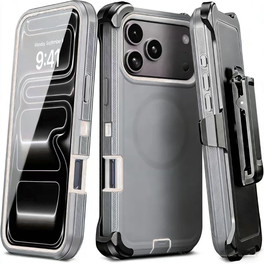Ultimate Rugged Hybrid Phone Case with Screen Protector and Belt Clip - 3-in-1 Shockproof Cover