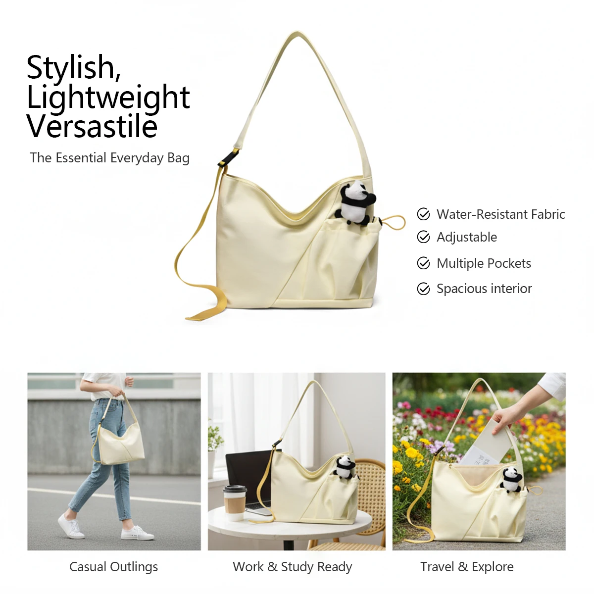 Large-Capacity Fashionable Canvas Bag, Short-Distance Travel, Commuting Tote Bag, College Student Class Shoulder Bag, Travel Handbag, Shopping and Shopping