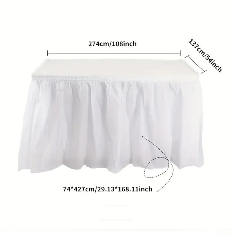 Disposable Table Skirt PEVA Solid Color Tablecloth Waterproof And Oil-proof Holiday Party Wedding Hotel Decoration 2pcs/set