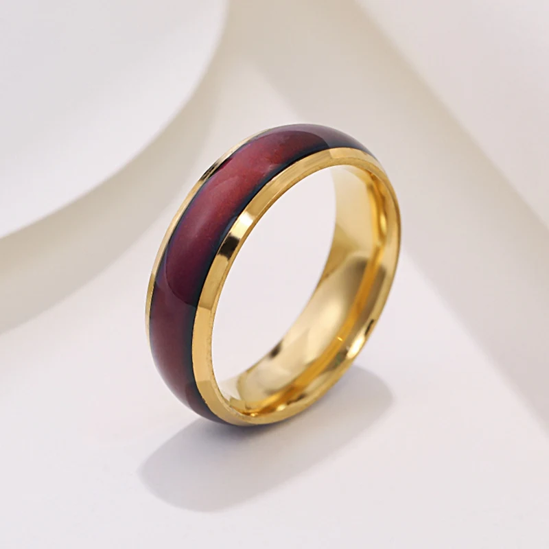 Stainless Steel Color Change Finger Ring 6mm Unisex for Women Men Novelty Jewelry Gift Party