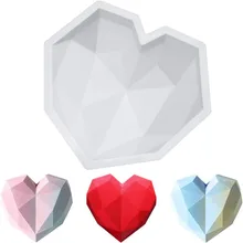 

Cakes Mould For Birthday Silicone Chocolate 3DDiamond Lov Heart Cookie Muffin Baking Tool Cavity Diamond Love Heart Shape Mold