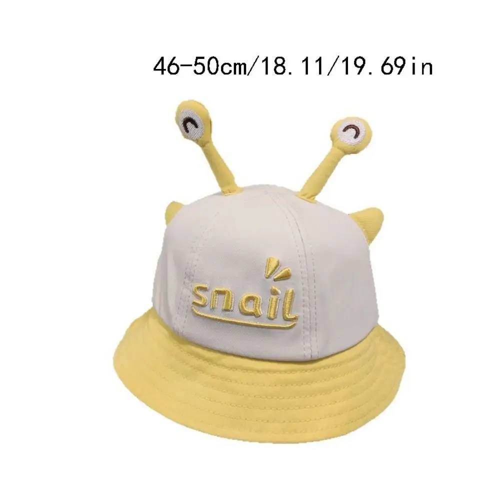 Spring Cartoon Snail Baby Bucket Hat Solid Color Breathable Newborn Sun Hat Embroiderey Sunscreen Baby Fisherman Hat Beach