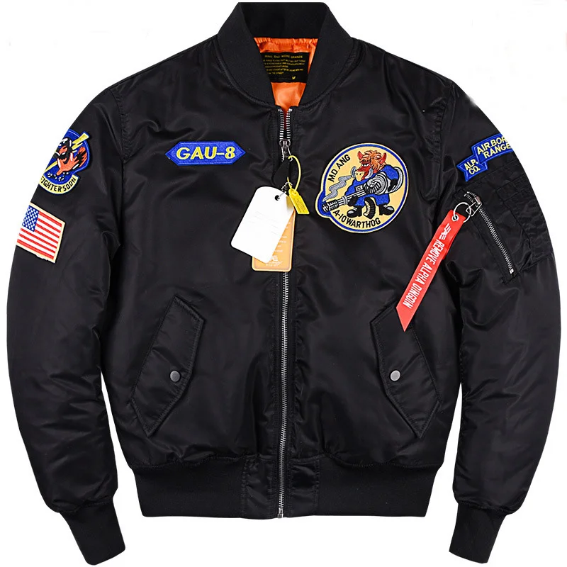 

Military Bomber Jacket Mens Winter Thicken Warm Loose Embroidery Baseball Coat Air Force Uniform Men