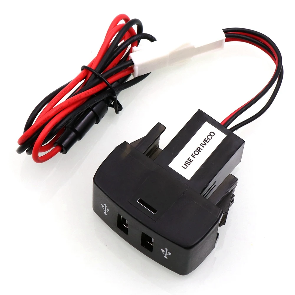 Car Dual USB Charger 5V 2.1A Car USB Power Socket Accessories for Iveco Truck Stralis Hi-Way Eurocargo