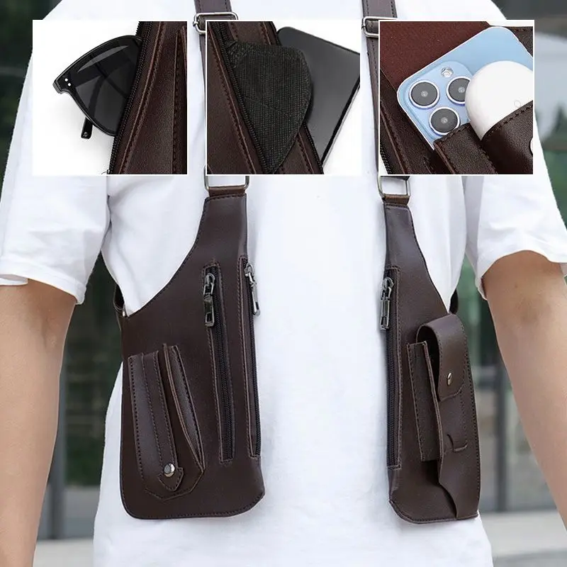 Medieval Retro PU Leather Holster Bag Shoulder Bag Leather Festival Burning man Holster Mens Harness Hidden leather holster bag