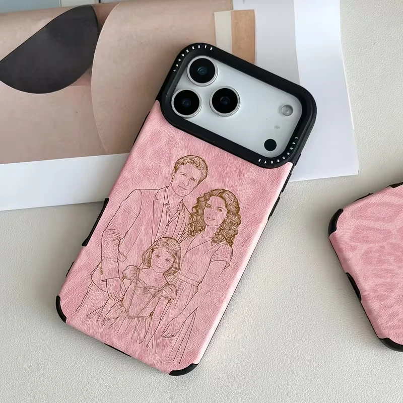 Personalized Custom Photo Sketch Laser Carving Leopard Print Faux Leather thumbnail 4