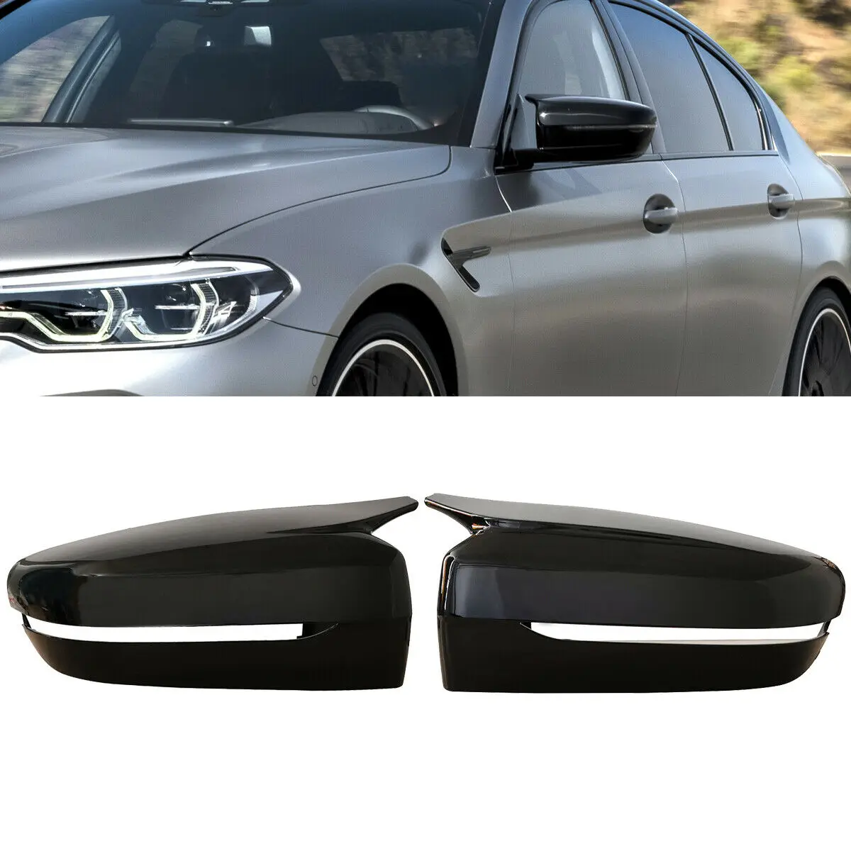 

For 17-2020 BMW G30 G20 G11 G12 M Style Gloss Black Door Wing Mirror Cover Cap