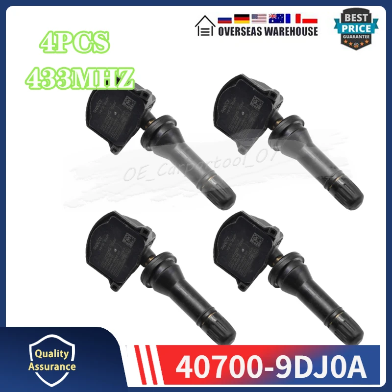 

4 шт., автомобильные TPMS Φ 40700-9DJ0A для 2018-2019 Nissan Maxima Murano, система контроля давления в шинах, датчик давления 433 МГц