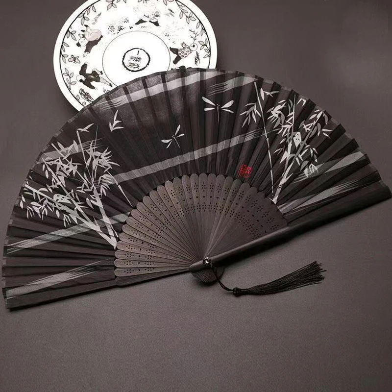 Folding Fan Hand Fan Silk Fans Silk Folding Fan Girl Women Photo Prop Tool Wedding Party Lace Folding Hand Held Flower Pattern Fan