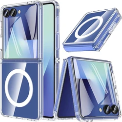Premium Transparent Magnetic TPU Acrylic Protective Case with Wireless Charging Support - Galaxy Z Flip5 (Clear)