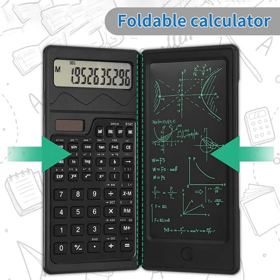 Scientific Calculator Scientific Calculator with Notepad 10-Digit Large Display Office Desk Professional Foldable Support Solar and Battery