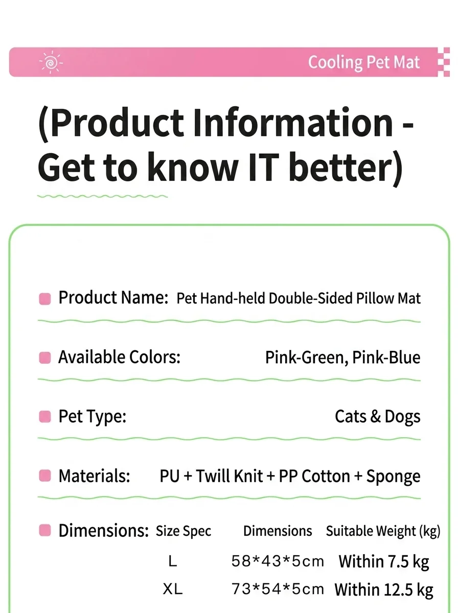 Portable Pet Cooling Mat With Pillow Foldable Waterproof Dog Bed_voghion.com