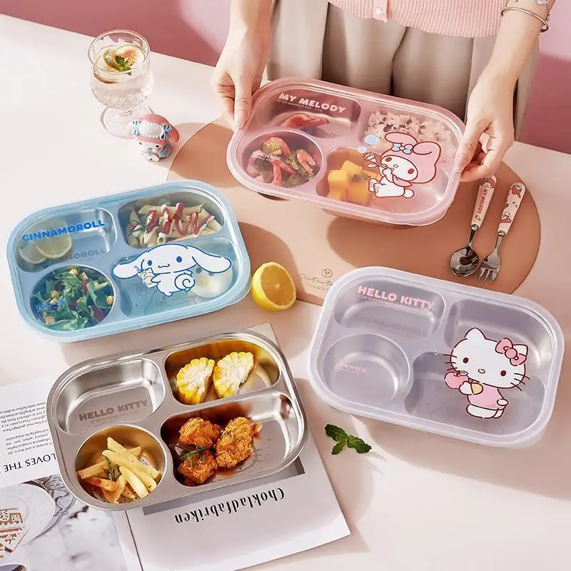 

Miniso Kawaii Hello Kittys Cinnamoroll детская разделенная тарелка мультяшная Мелодия 304 материал большая емкость детская посуда