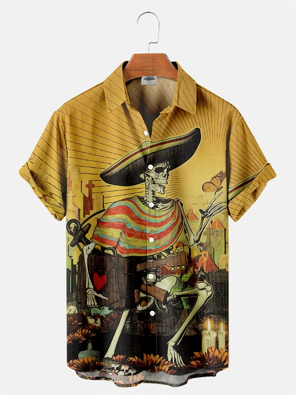 

Hawaiian Shirts For Men Short Sleeve Oversized Shirts Men's Beach Fashion 3D Printing Skull Pattern Male Vintage Body Casual Clo