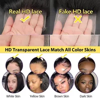 Perruques frontales en dentelle HD transparente 13x6, cheveux humains brésiliens, ondulées, longueur 46 pouces, densité 200, pré-épilées avec baby hair 5