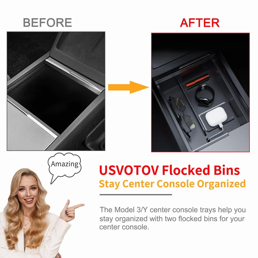 Storage Box for Tesla Model Y Juniper Launch 2025 Model 3 Highland Organizer Accessories Center Console Trays Hidden Cup Holder