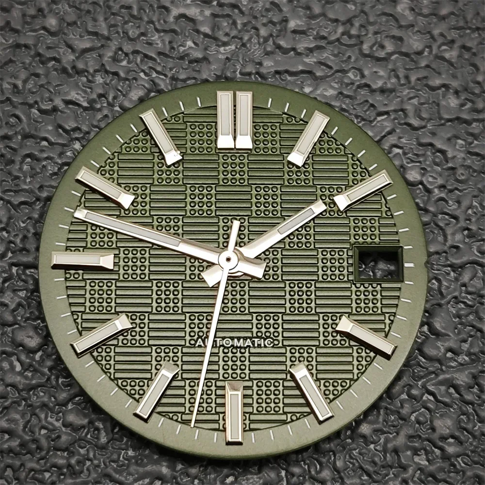 Green Luminous Particle Surface Watch Dial with Date Hands - 28.5mm Watch Accessory