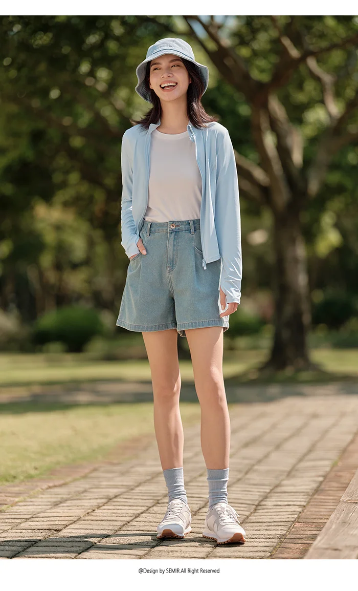 Chaqueta de protección solar de hilo original para mujer, ajustada, de verano, con sensación fresca, corta y fina, de seda helada.