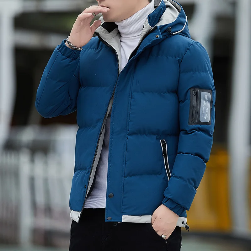 Men's Fashion Large size Winter Coat Youth Trend Thickened Padded Workwear Warm Jacket  Autumn Jacket with Hood Korean Clothes