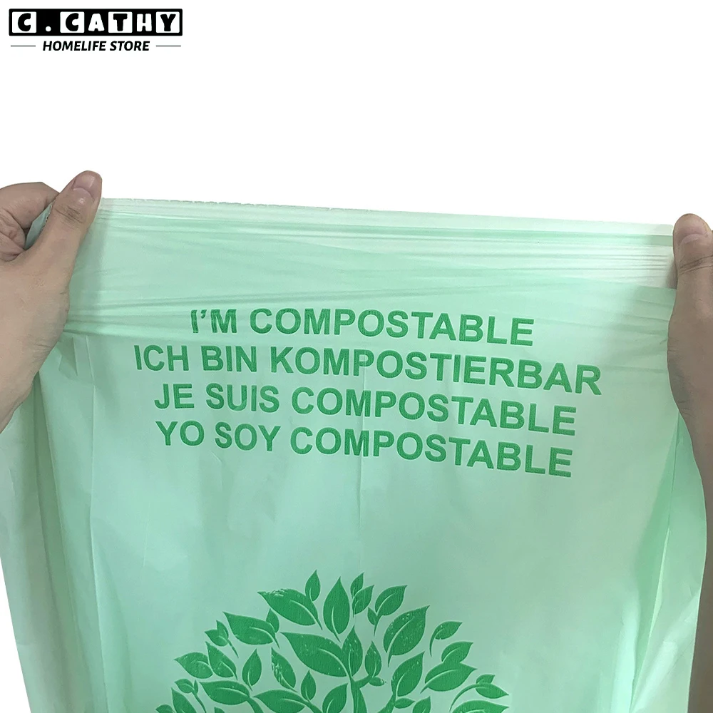 Biodegradável Kitchen Garbage Bag, Degradable Trash Bag, Amido De Milho, Reciclagem Compostável, Pet Poop, Household, 50 Pcs, 100Pcs