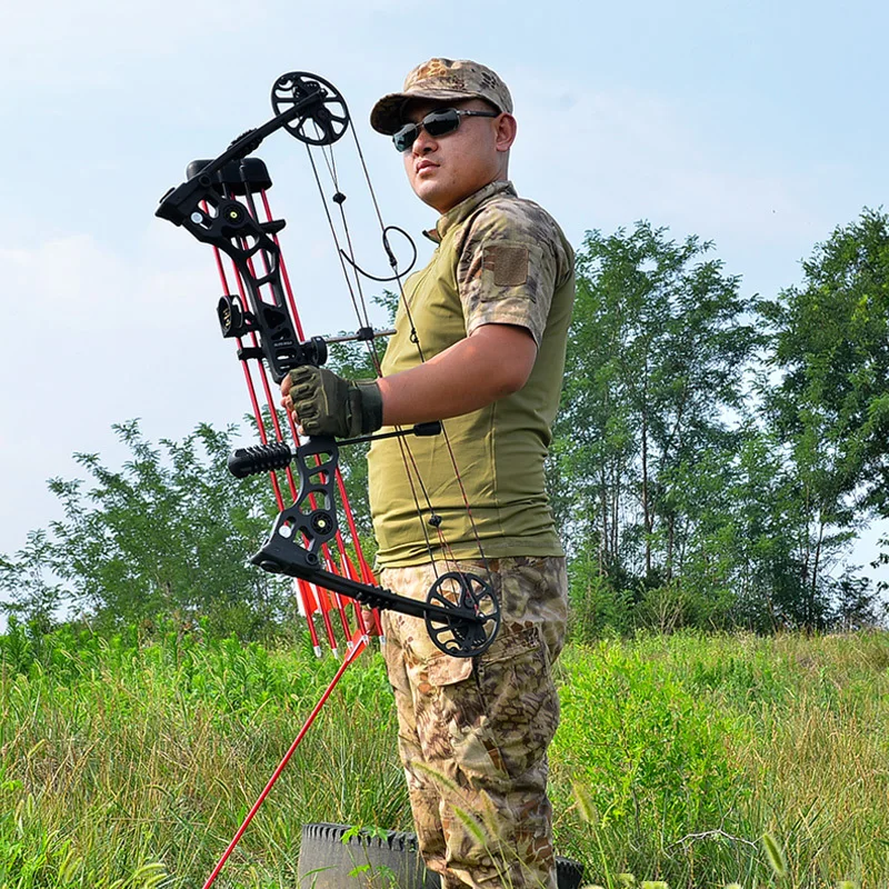 1セットアーチェリー30-70lbs化合物弓1調節可能な滑車弓射撃屋外
